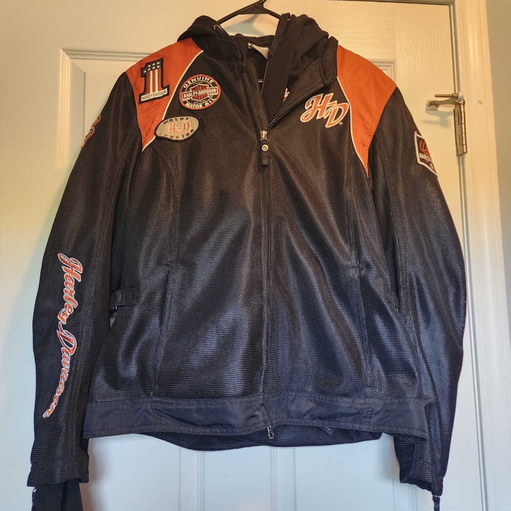 Harley-Davidson Black Jacket with Orange Accents